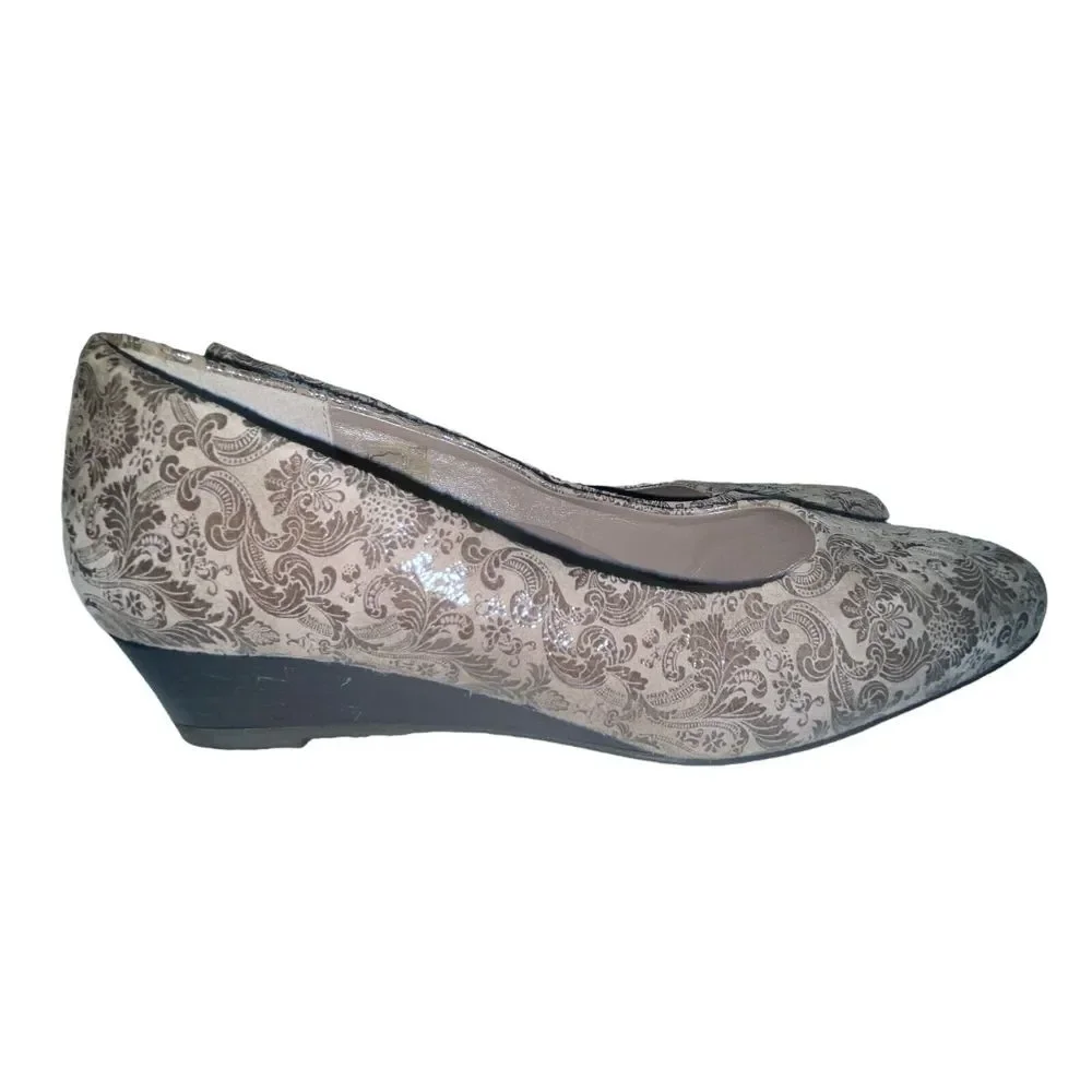 SAS‎ Sofia Wedge Pump Gray Leather Shoes Made in Tuscany Italy Size 8 Narrow